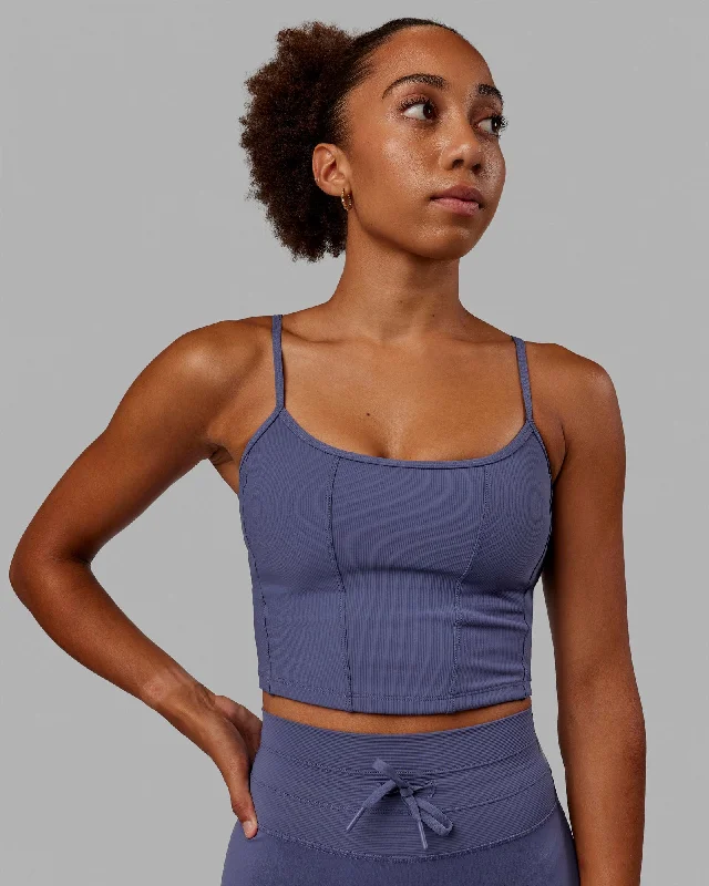 Resistance Ribbed Shelf Bra Performance Tank - Future Dusk