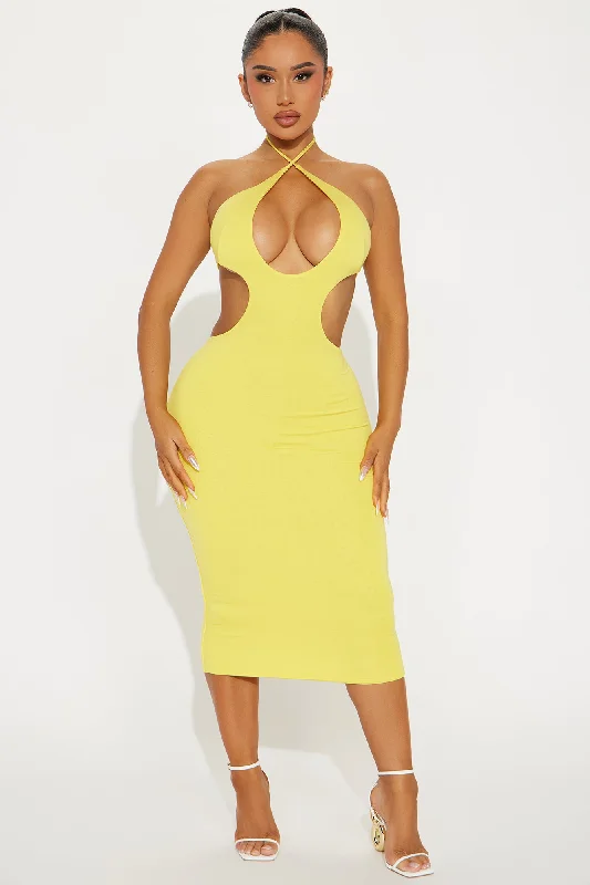 By The Coast Double Lined Midi Dress - Yellow