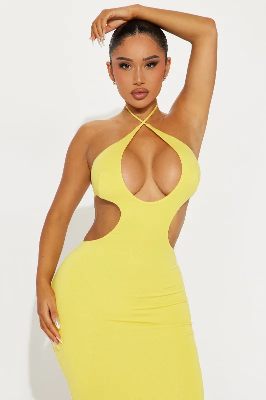 By The Coast Double Lined Midi Dress - Yellow