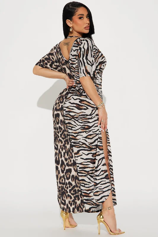 Eye Of A Tiger Maxi Dress - Brown/combo