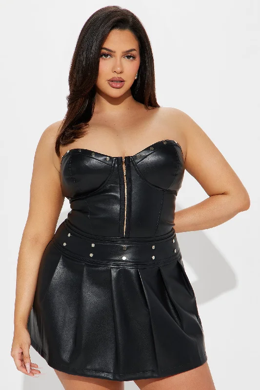 Fifi Faux Leather Mini Dress - Black