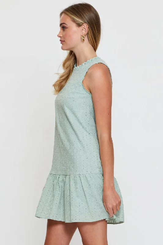 Green A Line Dress Mini