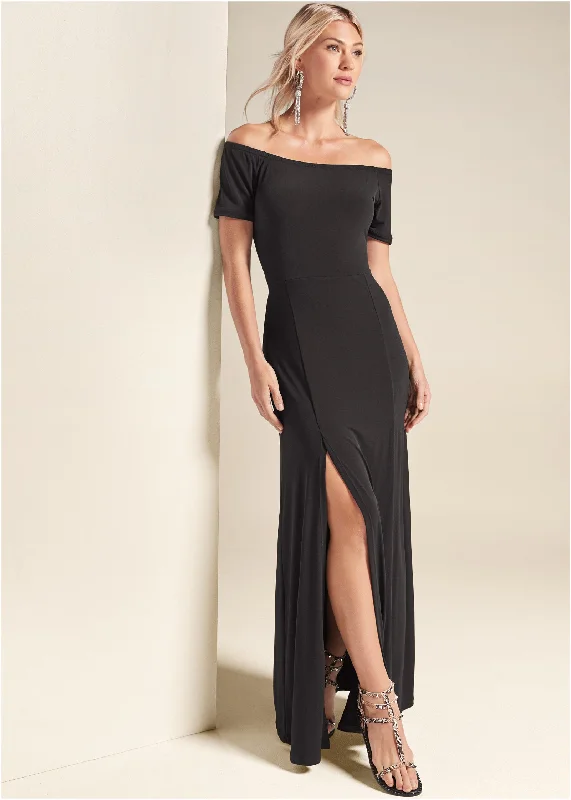 Slit detail maxi dress - Black