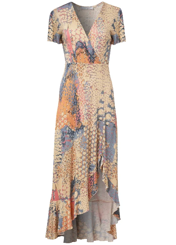 Surplice maxi dress  - Orange Multi