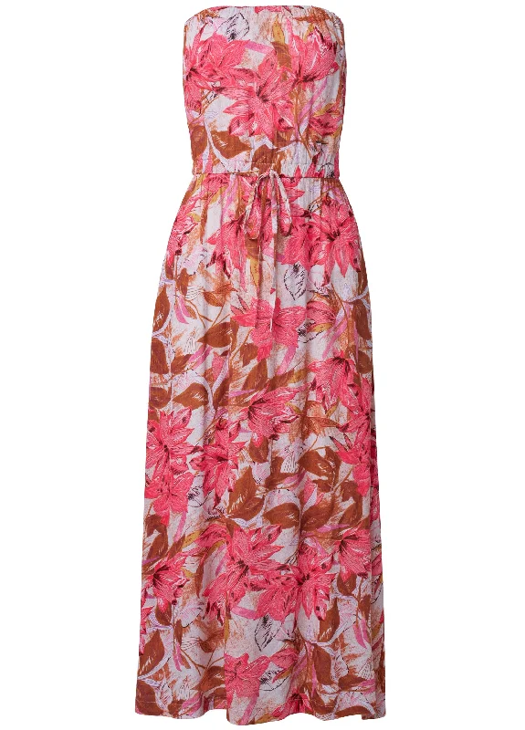 Strapless maxi dress  - Pink Multi