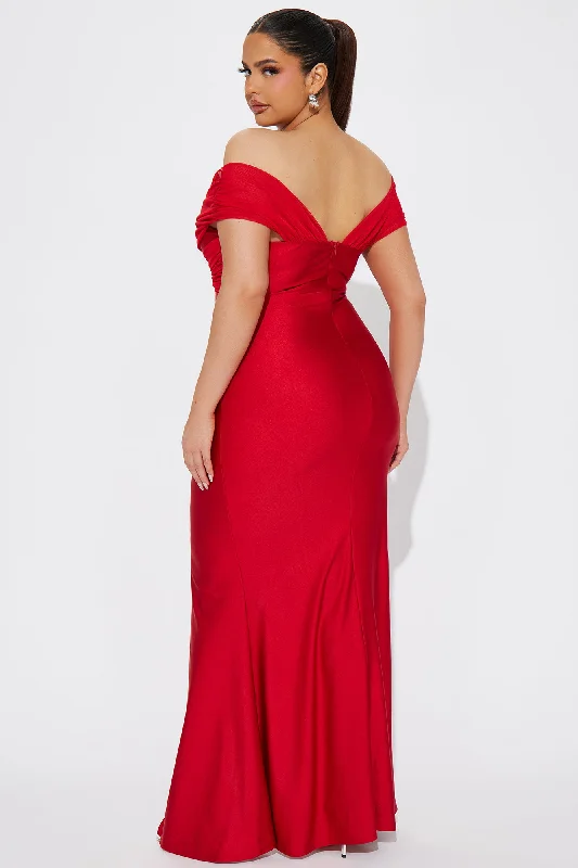 Lea Off Shoulder Gown - Red