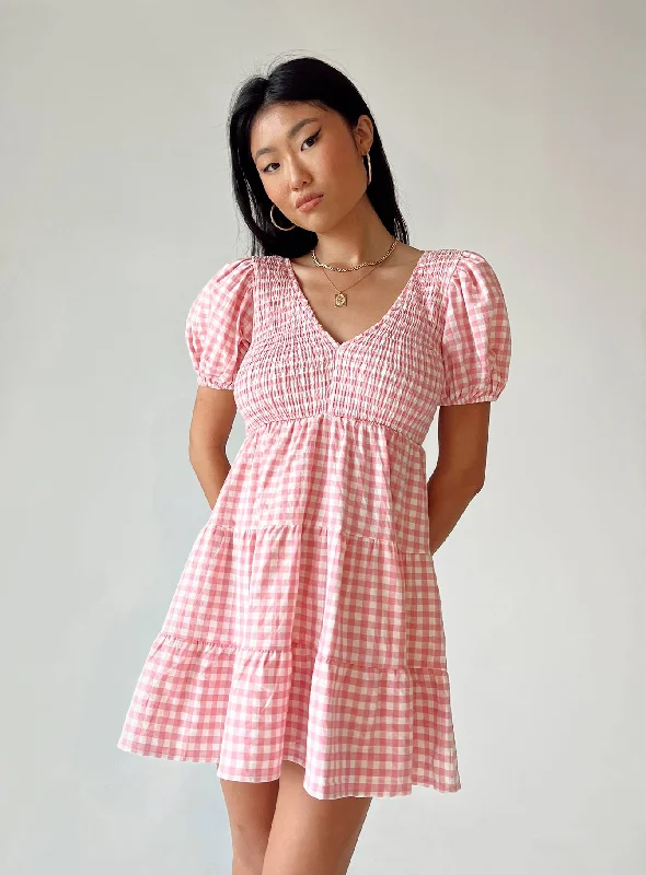 Luna Love Mini Dress Pink Gingham