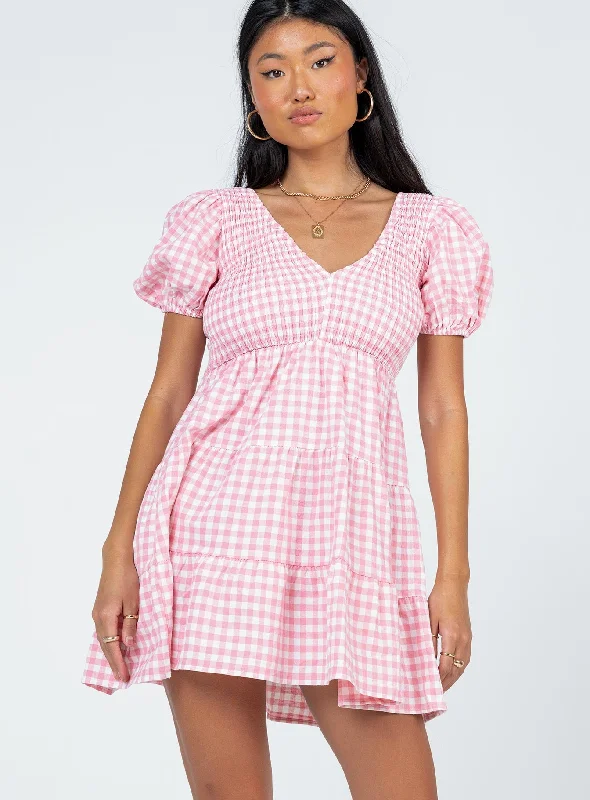 Luna Love Mini Dress Pink Gingham