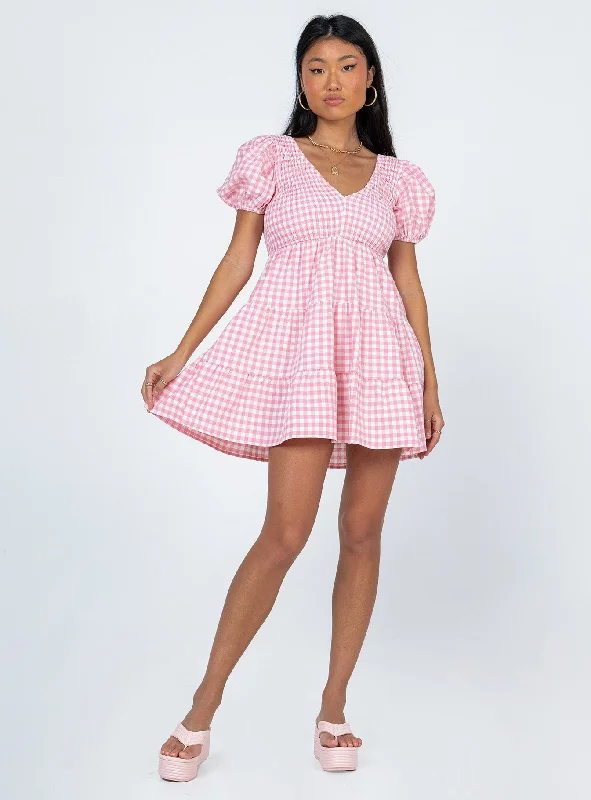 Luna Love Mini Dress Pink Gingham