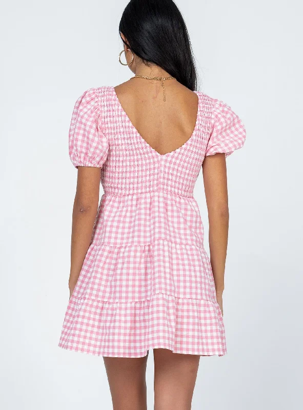 Luna Love Mini Dress Pink Gingham