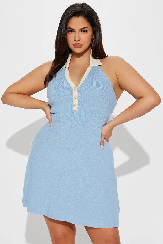 Mia Sweater Mini Dress - Light Blue