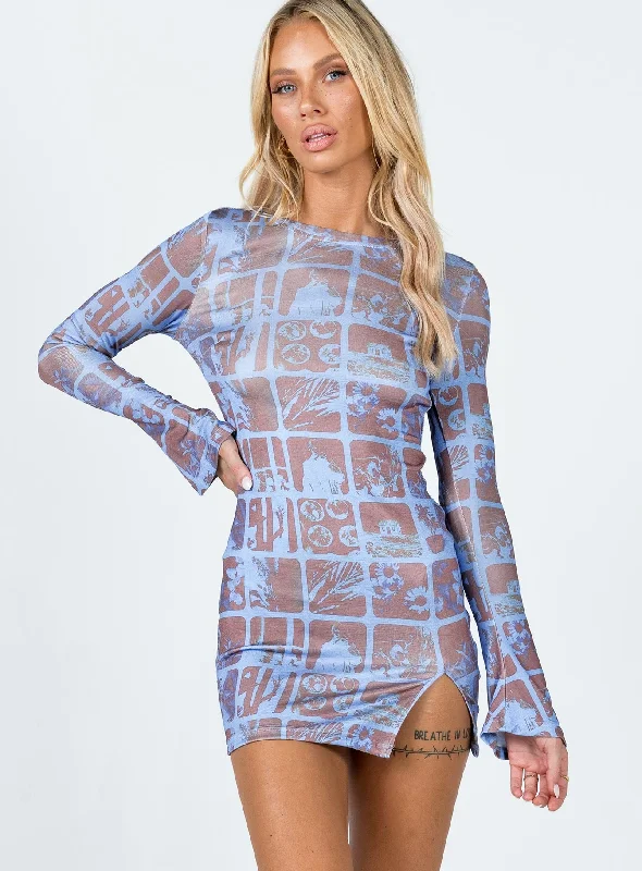 Motel Nariko Mini Dress Photographic Blue