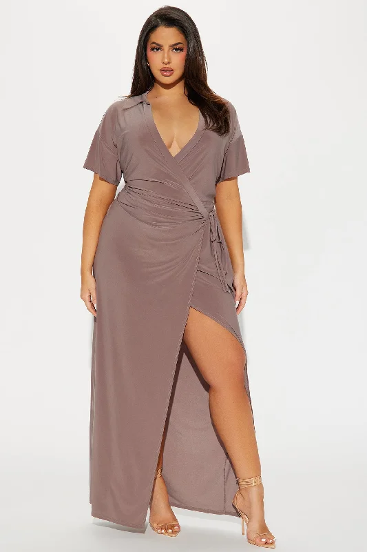 Noa Maxi Wrap Dress - Mocha