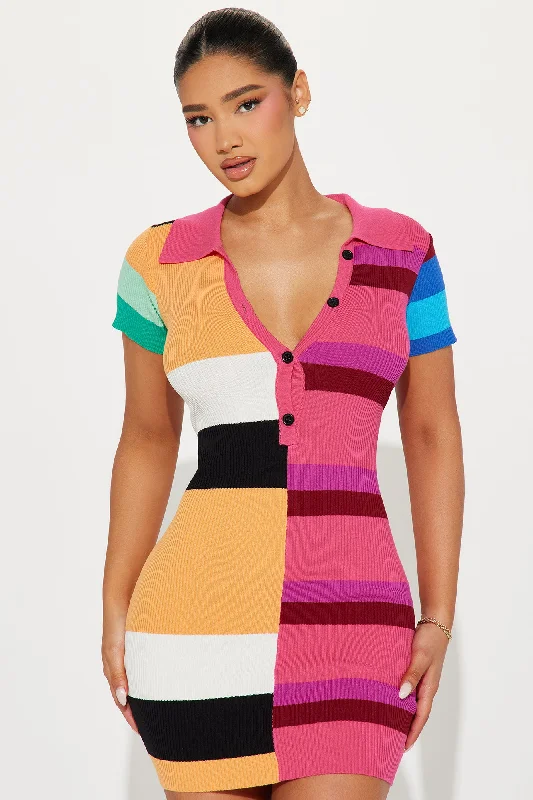 Paula Striped Sweater Mini Dress - Multi Color