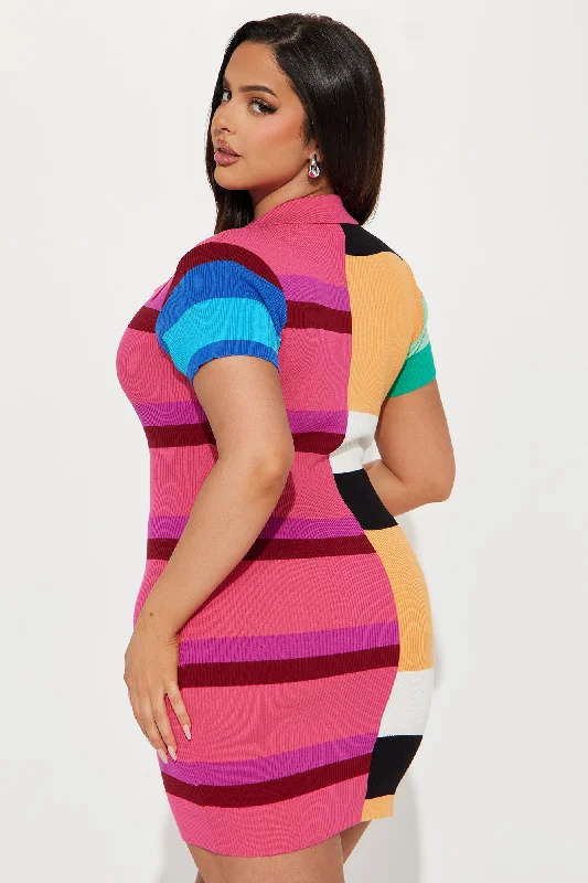 Paula Striped Sweater Mini Dress - Multi Color