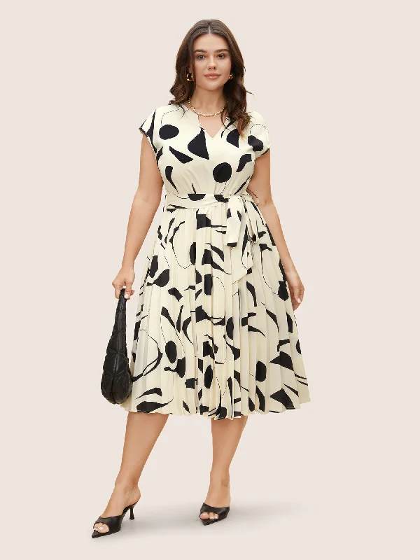 Silhouette Floral Print Cap Sleeve Midi Dress