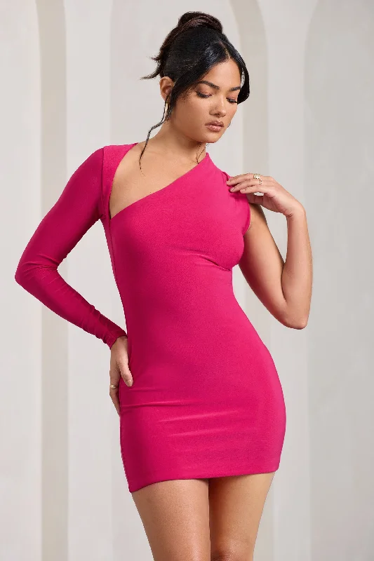 Siren | Hot Pink One Shoulder Bodycon Mini Dress