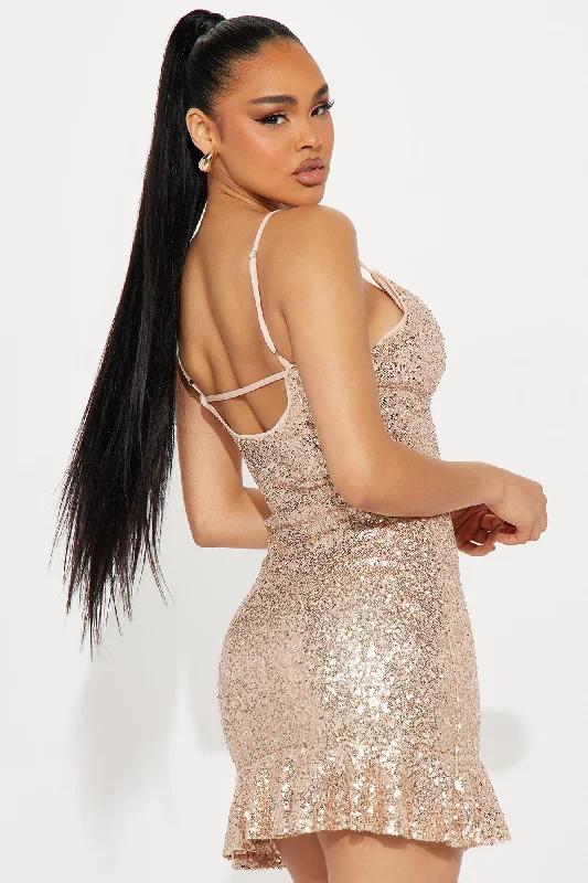 Sophia Sequin Mini Dress - Champagne