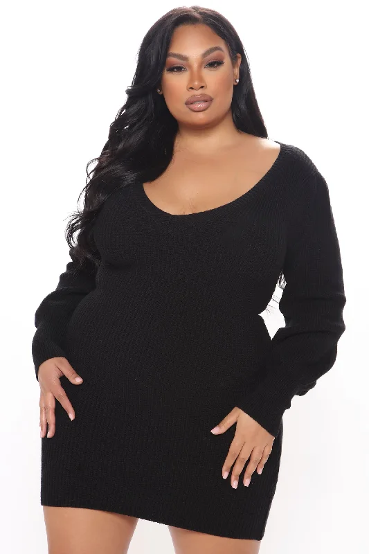 Steph Sweater Mini Dress - Black