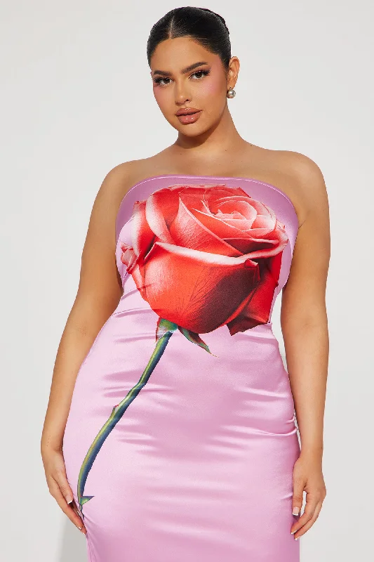 Sweetest of Them All Satin Maxi Dress - Pink/combo