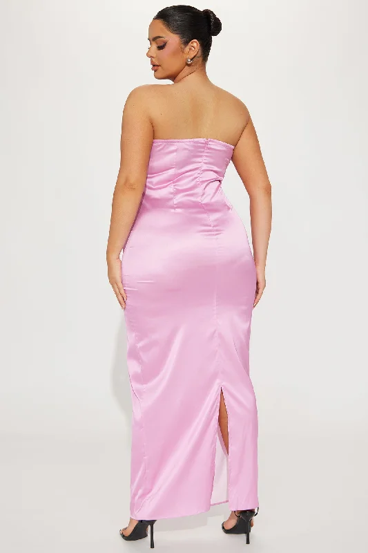 Sweetest of Them All Satin Maxi Dress - Pink/combo