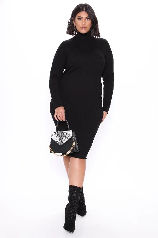 Taryn Sweater Midi Dress - Black