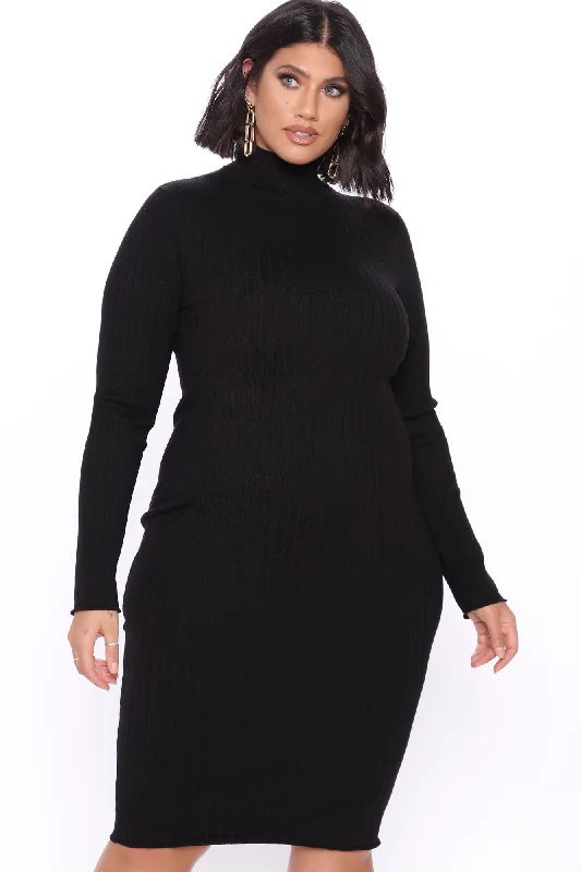 Taryn Sweater Midi Dress - Black