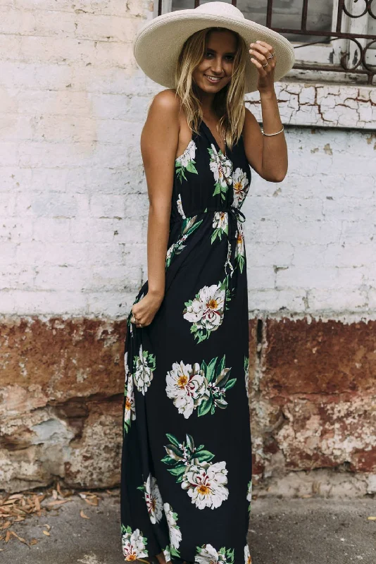 The Floral Touch Plunging Neck Maxi Dress