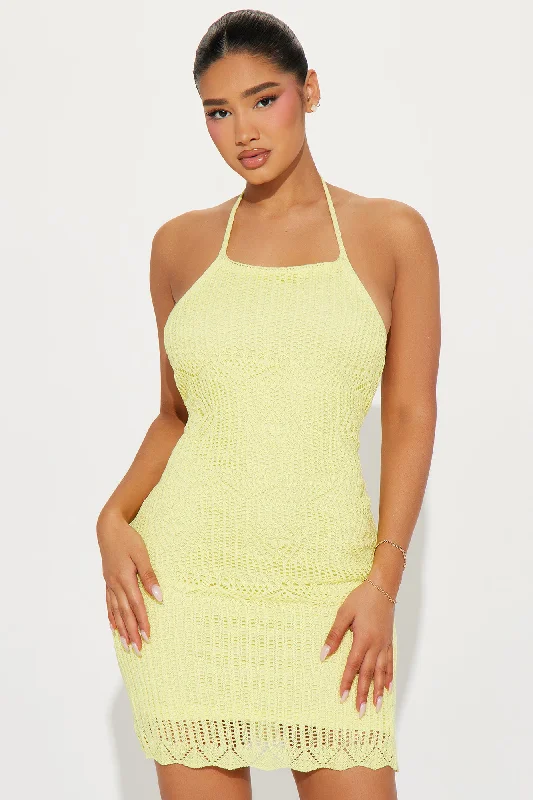 Tropic Mama Crochet Mini Dress - Yellow