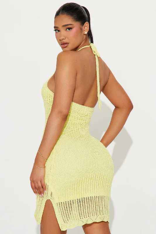 Tropic Mama Crochet Mini Dress - Yellow