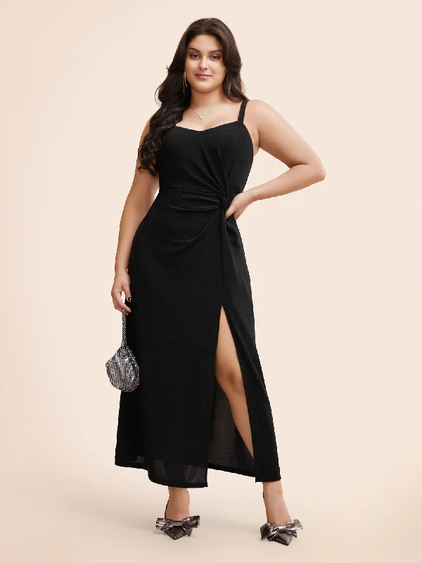 Twist Front Split Hem Cami Dress