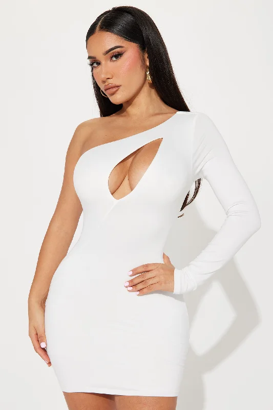 Vibes On Vibes One Shoulder Dress - White