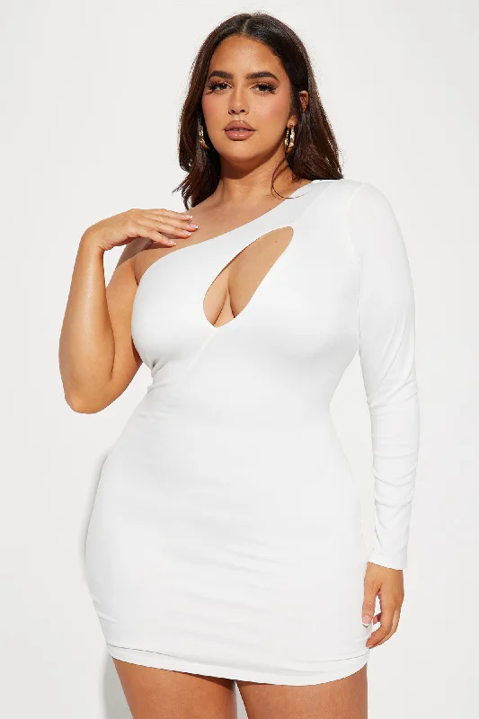 Vibes On Vibes One Shoulder Dress - White