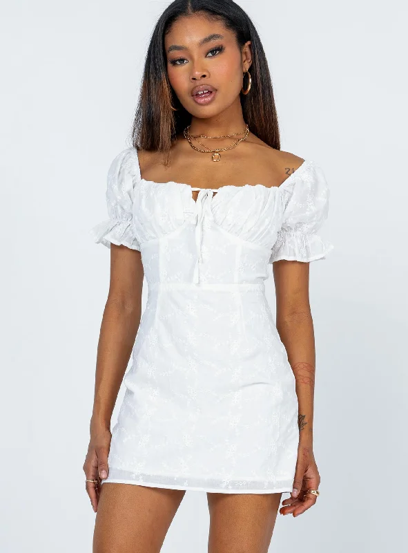 White Rose Mini Dress White