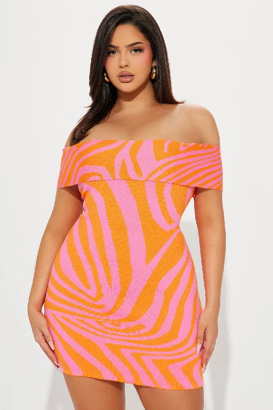 Wild Vibe Bandage Mini Dress - Orange/Combo