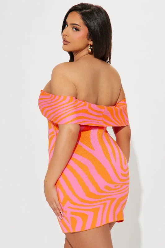 Wild Vibe Bandage Mini Dress - Orange/Combo