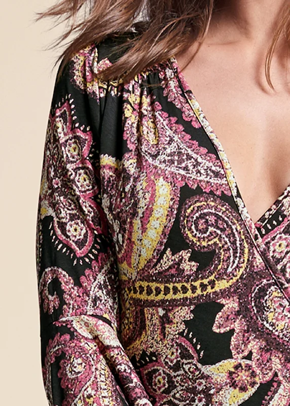 Paisley print wrap dress - Black Multi