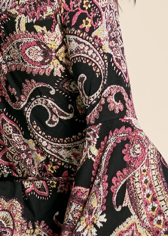 Paisley print wrap dress - Black Multi