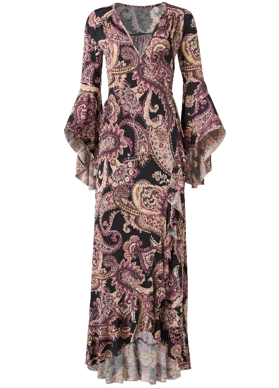 Paisley print wrap dress - Black Multi