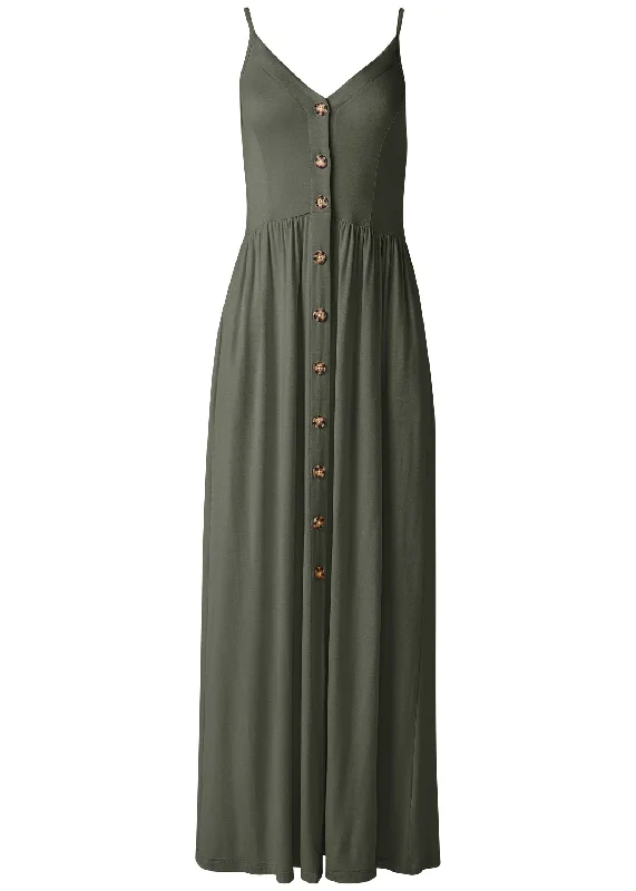 Button-front maxi dress - Olive