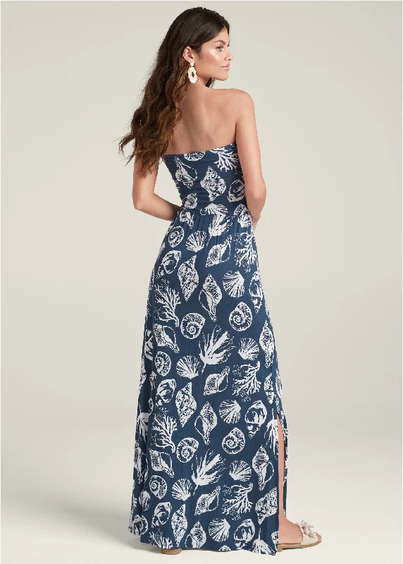 Convertible maxi dress - Navy Multi