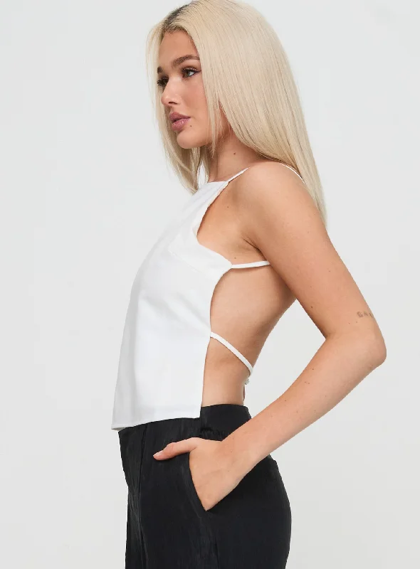 Boy Is Mine Backless Top White