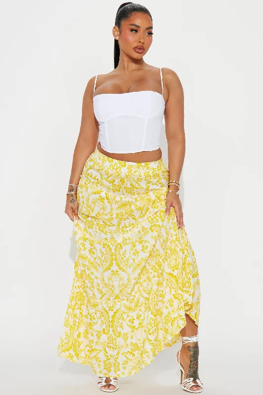 Chaya Baroque Tiered Maxi Skirt - Yellow/combo