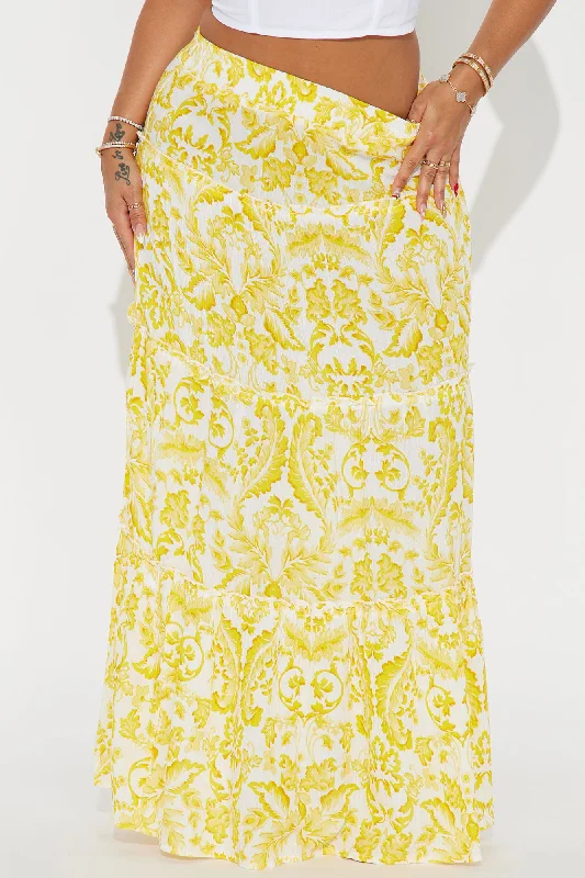 Chaya Baroque Tiered Maxi Skirt - Yellow/combo