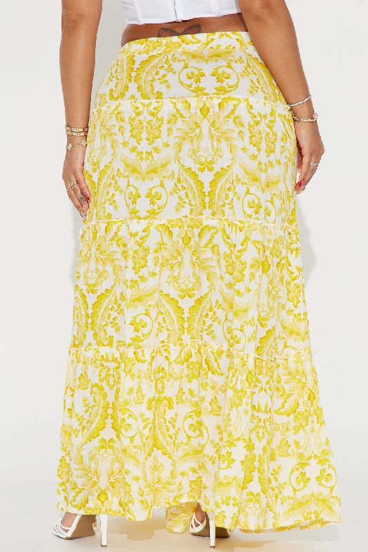 Chaya Baroque Tiered Maxi Skirt - Yellow/combo