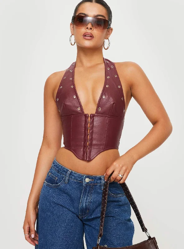 Palladia PU Jordy Corset Burgundy