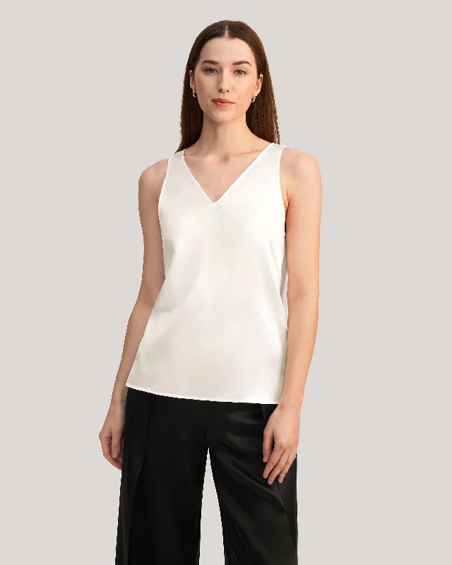 V-Neck Sleeveless Silk Tank Top