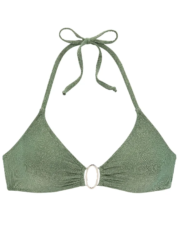 Ring front bikini top - Olive Green Multi