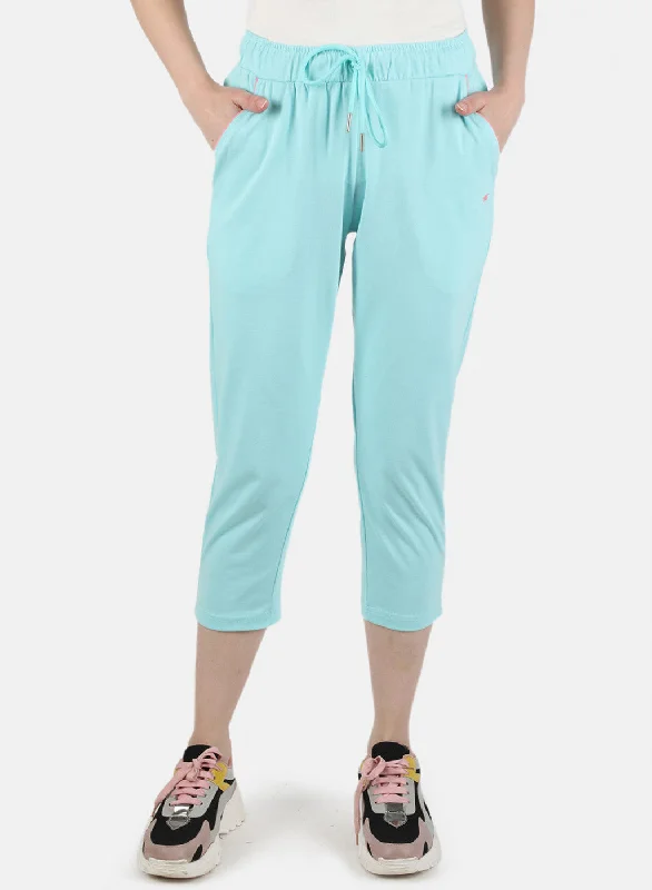 Women Blue Plain Capri