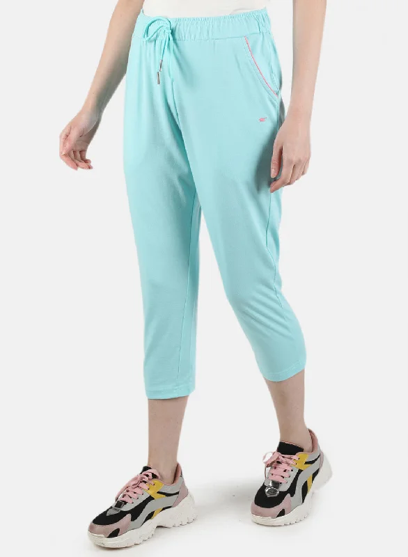 Women Blue Plain Capri